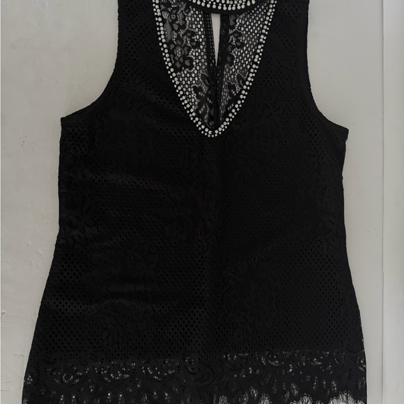 Clio Tops - Clio Black Lace Sleeveless Blouse